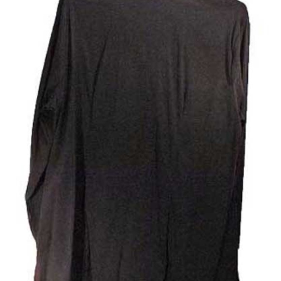 BLOUSE, STRETCH TUNIC LENGTH, BLACK, SIZE 16W, NOTCHED CUFFS, DEEPER VEE NECK, - Picture 2 of 3